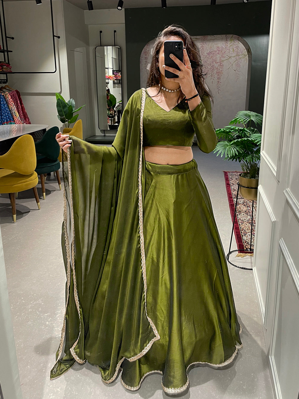 Mehndi Dress Nakkashi Designer Lehenga Choli | Marriage Reception Wear